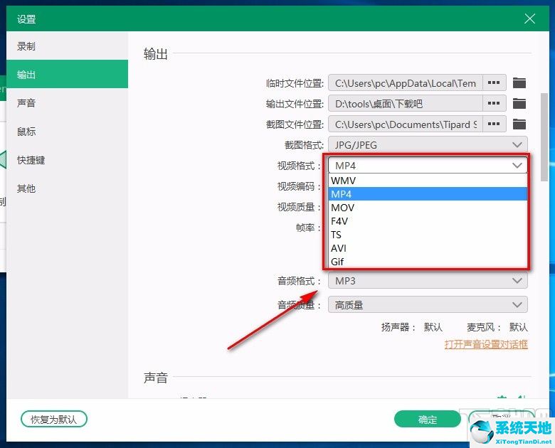 Tipard Screen Capture设置视频输出格式的方法