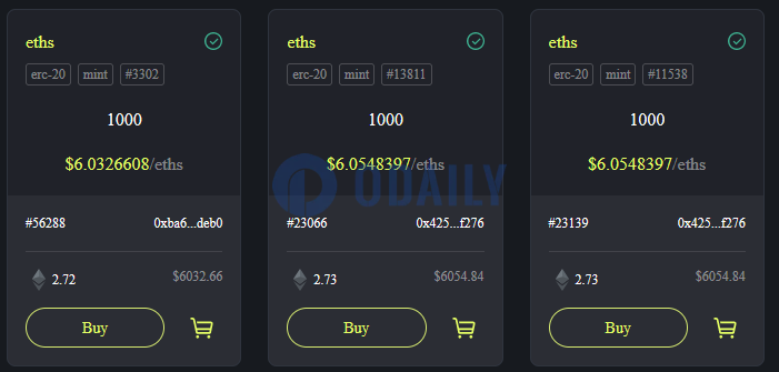 eths单价上涨至6 USDT，市值超1.2亿美元