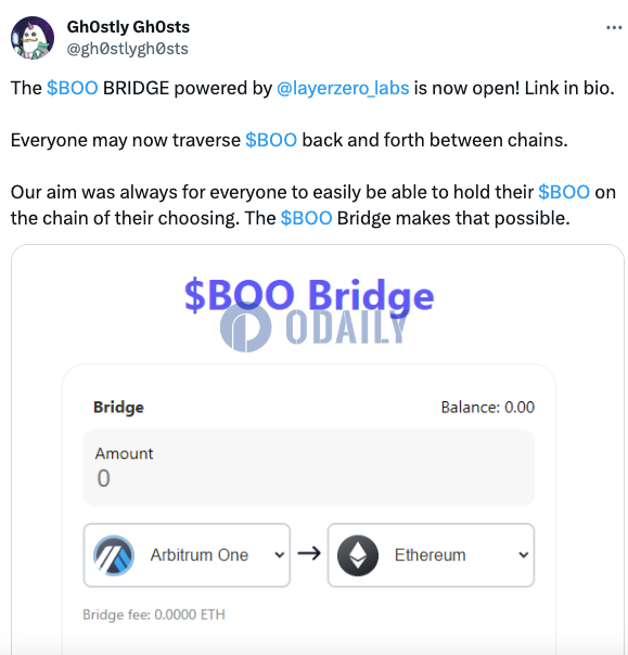 全链NFT系列Gh0stly Gh0sts宣布BOO Bridge已开放