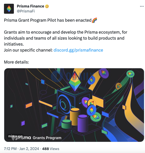 Prisma Finance启动Grants计划试点