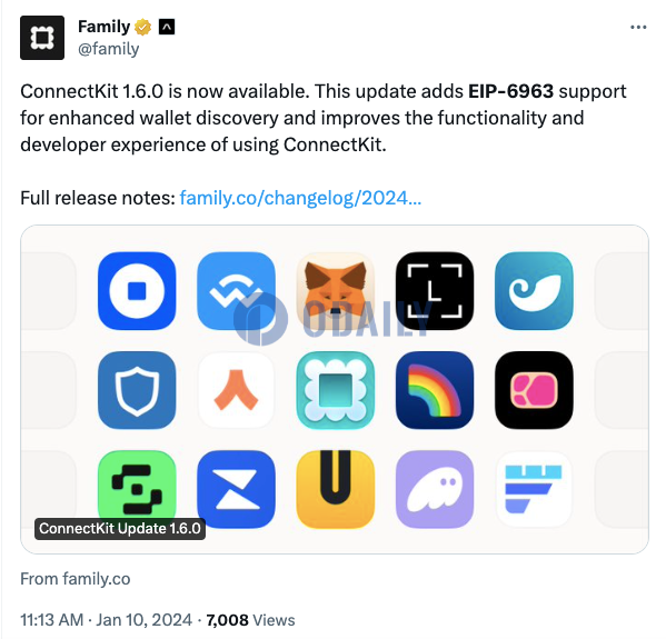加密钱包Family：ConnectKit 1.6.0已发布，增加EIP-6963支持
