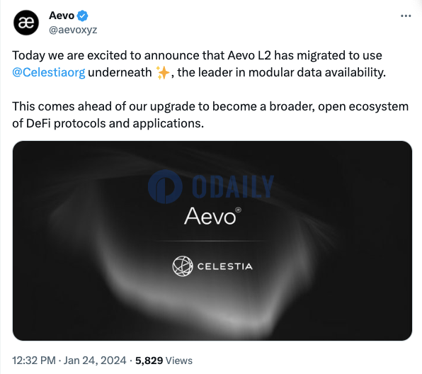 Aevo L2将迁移至Celestia