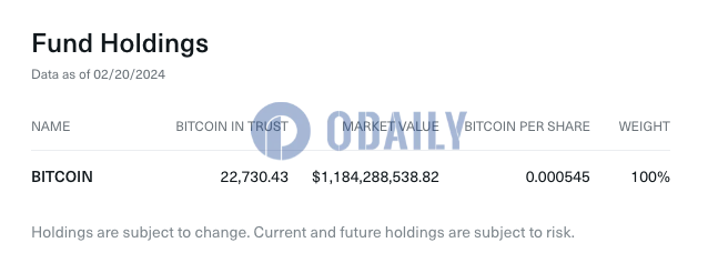 Bitwise比特币现货ETF截至2月20日持有超2.27万枚BTC