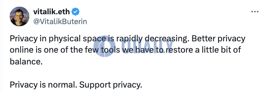 Vitalik：物理空间中的隐私正迅速减少，可通过加强网络隐私恢复一点平衡