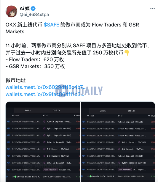 SAFE的做市商或为Flow Traders和GSR Markets