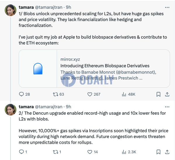 Apple工程师辞职以投身构建以太坊Blobspace衍生品