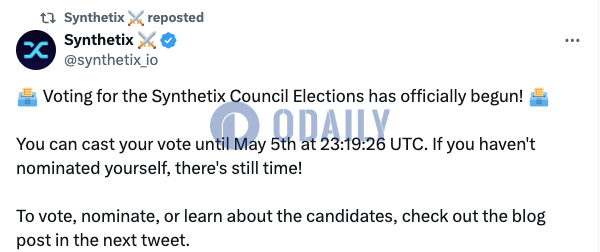 Synthetix Council选举投票已开始，截至5月6日